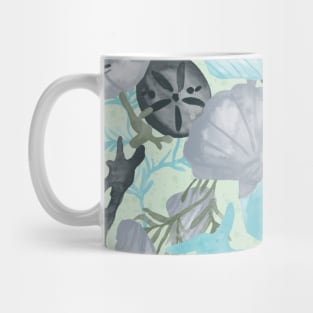 Under the Waves Watercolor - Hand Painted Green, Grey, Blue Pantone Mug